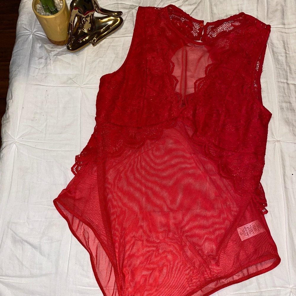 Red Lace Bodysuit